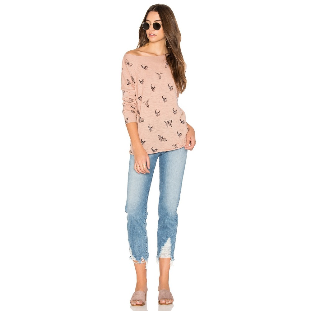 Skull Cashmere Dru Cotton Knit Skull Print Sweater Rose Pink NWT Sizes XS S - Picture 6 of 16